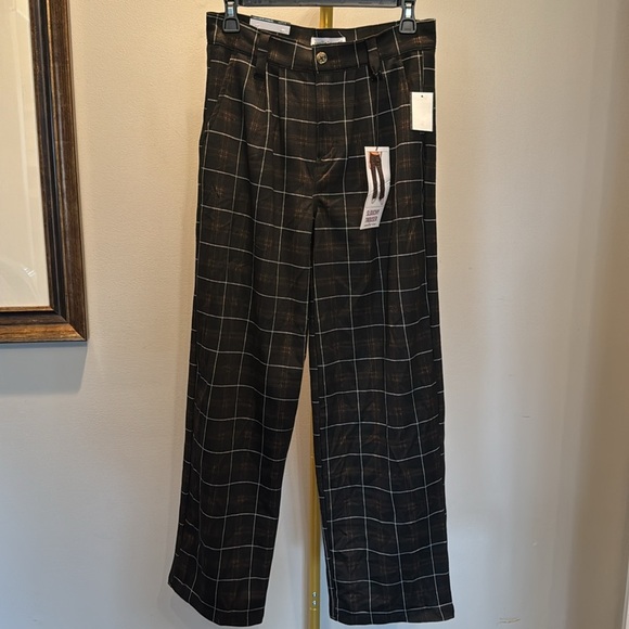 Vanilla star slouchy trousers black brown plaid NWT 5/27 - Picture 2 of 12